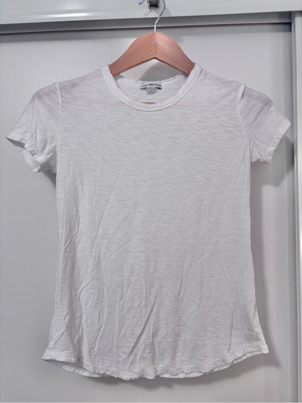 James Perse White Tee Size XS Slub Crewneck Short Sleeve Tee Relaxed Fit Sheer